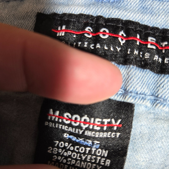 M Society Jeans 40x32 Blue Skinny Fit Distressed Paint Splatter Red Side Stripe - Picture 5 of 10